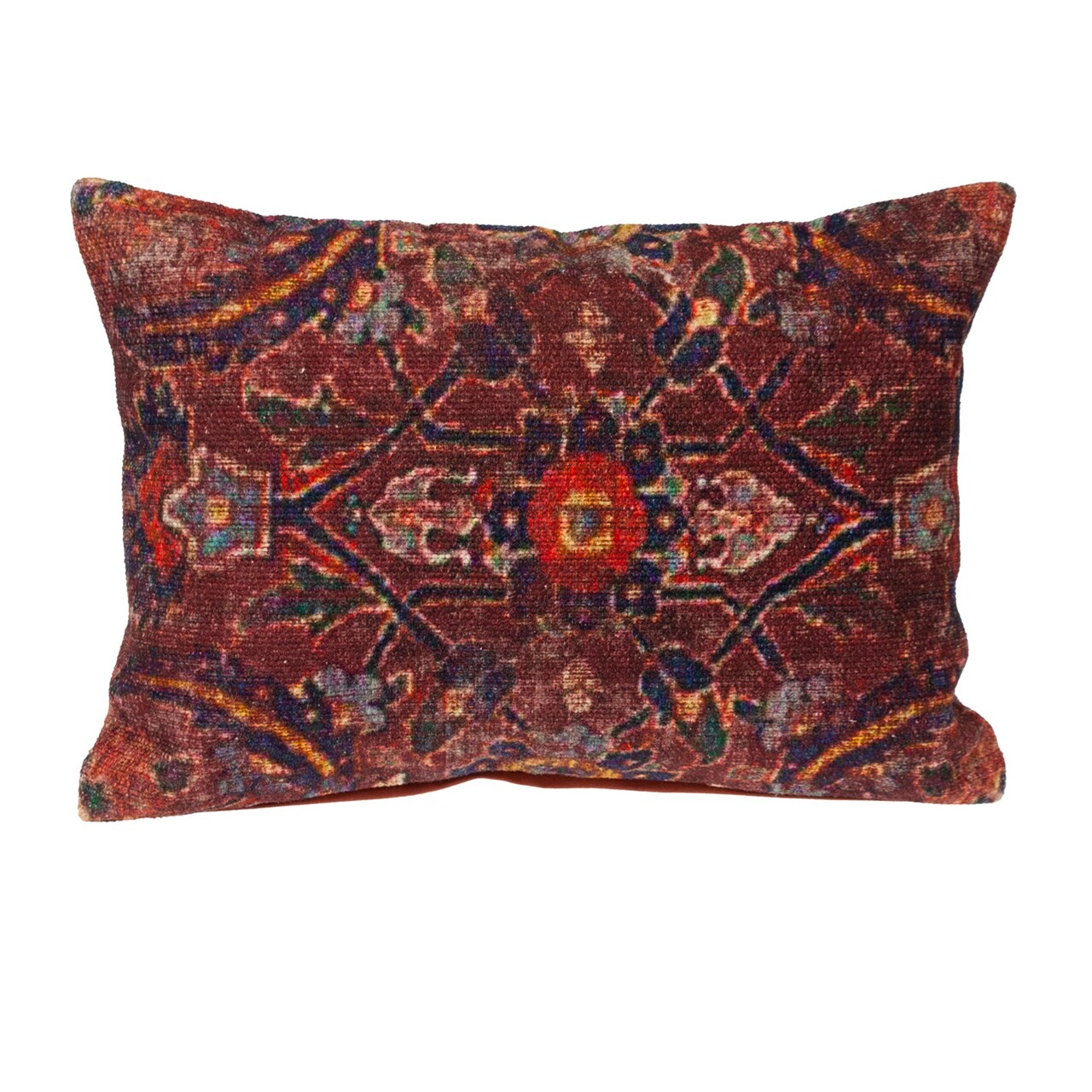 Nassau Collection Floral Tapestry Rectangular Throw Pillow - 20" - Red and Blue